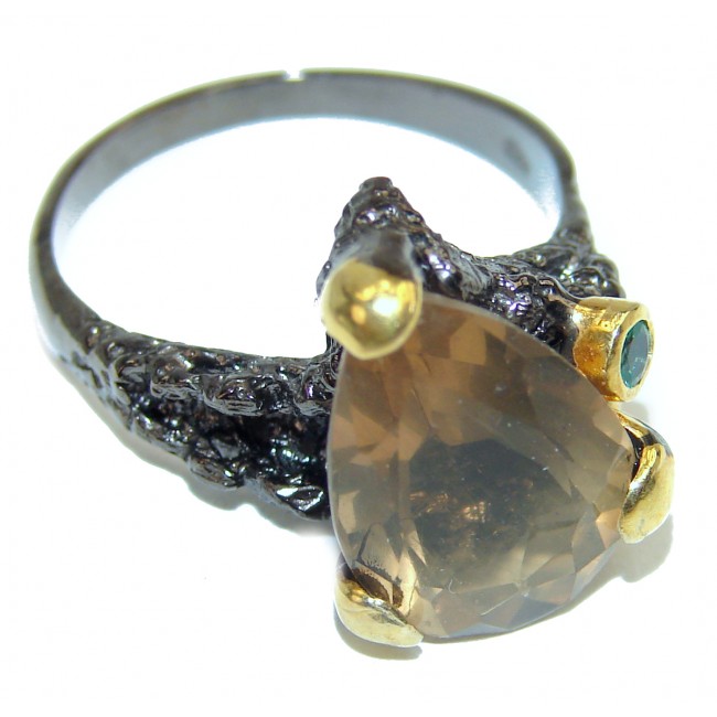 Vintage Style oval cut 9.5 carat Citrine .925 Sterling Silver handmade Ring s. 8 3/4