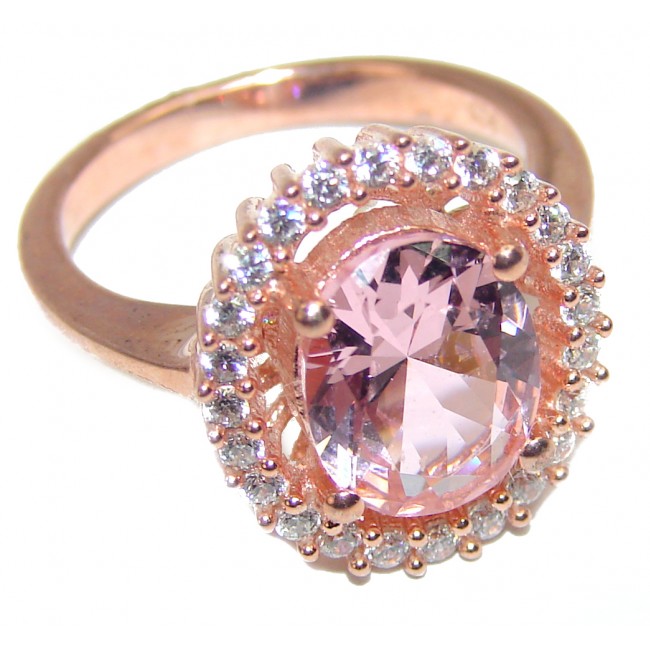 Exceptional Morganite 18K Rose Gold over .925 Sterling Silver handcrafted ring s. 6