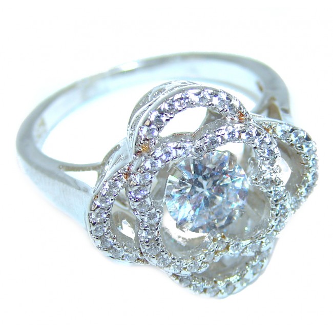 Precious White Topaz .925 Sterling Silver handmade ring size 7