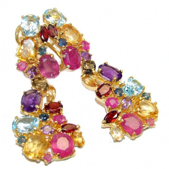 Fiesta Authentic Multigem 18K Gold over .925 Sterling Silver brilliantly handcrafted earrings