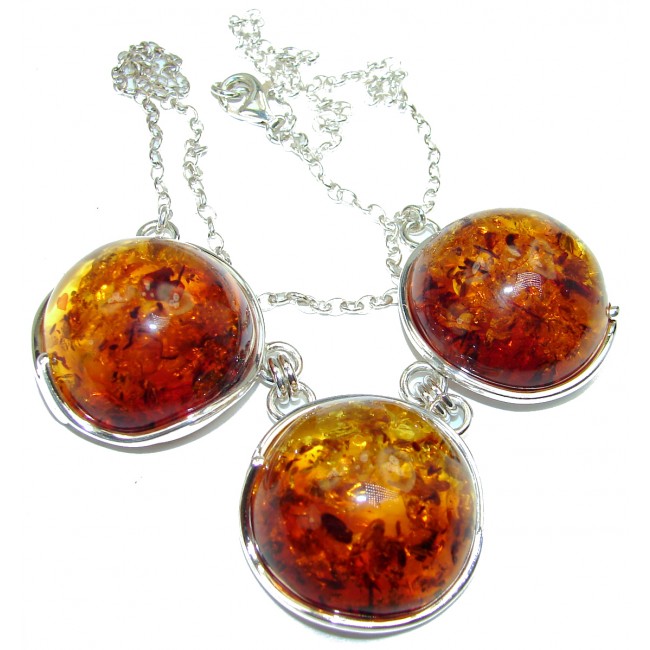 Dazzling Natural Baltic Amber .925 Sterling Silver handcrafted necklace