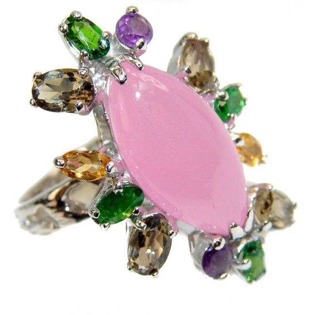 Rose Garden Authentic Rose Quartz .925 Sterling Silver brilliantly handcrafted ring s. 9