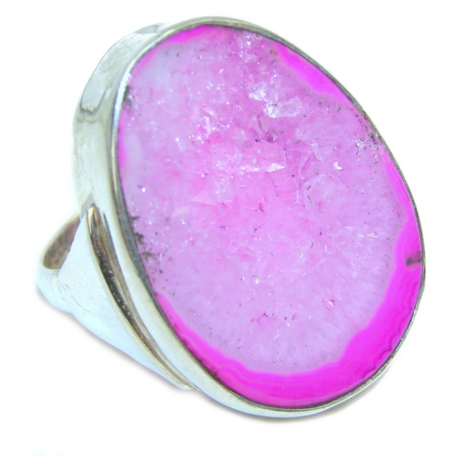 Huge Amazing Crystal Druzy Sterling Silver Ring s. 11