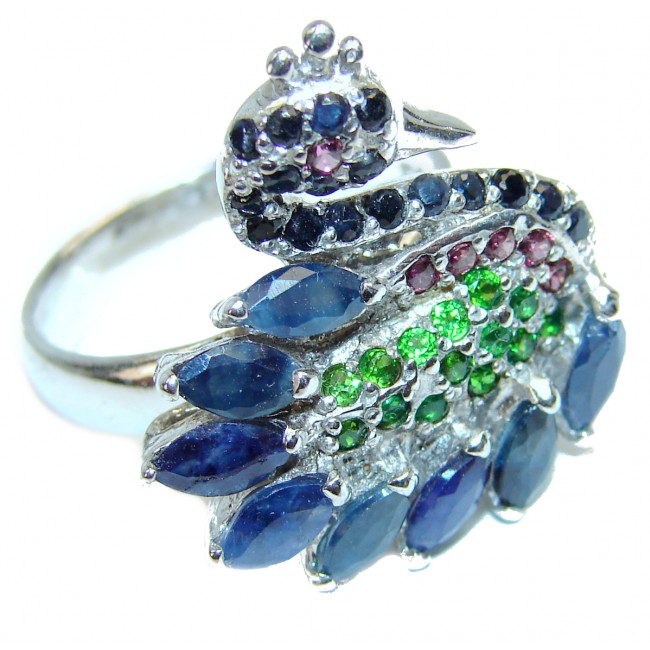 Beautiful Swan Sapphire .925 Sterling Silver handcrafted ring size 10