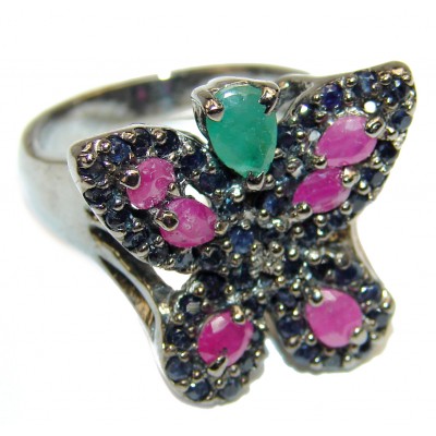 Sublime Butterfly authentic Ruby .925 Sterling Silver handmade Ring s. 8