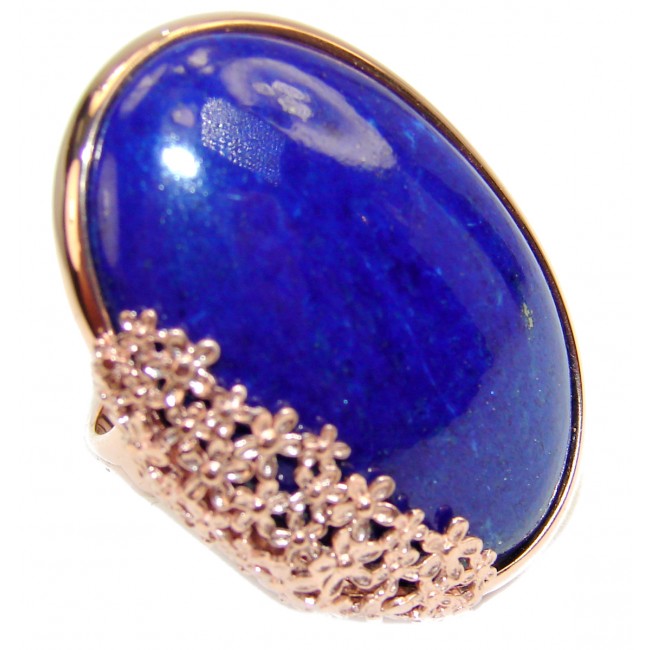 Huge Natural Lapis Lazuli 14K Gold over .925 Sterling Silver handcrafted ring size 8