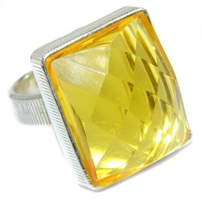 Natural Beauty faceted Baltic Amber .925 Sterling Silver ring s. 7 adjustable