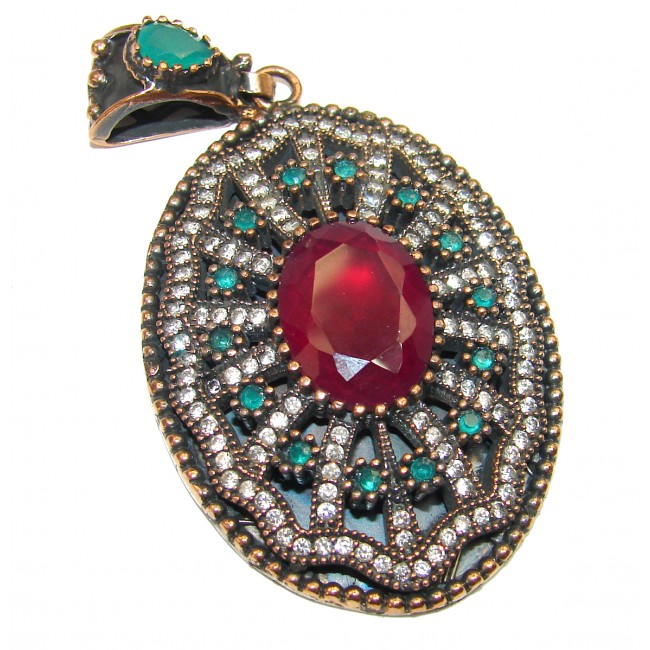 Precious Treasure Genuine Ruby .925 Sterling Silver handmade Pendant