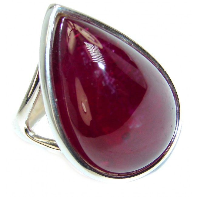 Red Beauty authentic 65.5 carat Red Ruby .925 Sterling Silver handmade Cocktail Ring s. 8