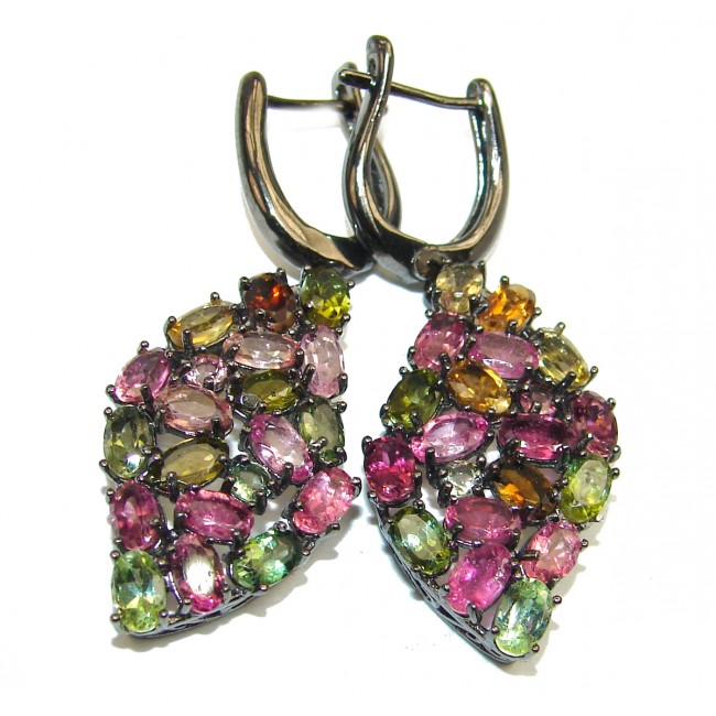 Perfect authentic Brazilian Tourmaline black rhodium over .925 Sterling Silver handmade earrings