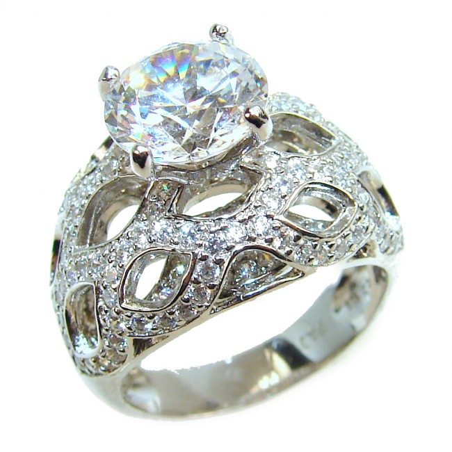 Precious White Topaz .925 Sterling Silver handmade ring size 7 1/4