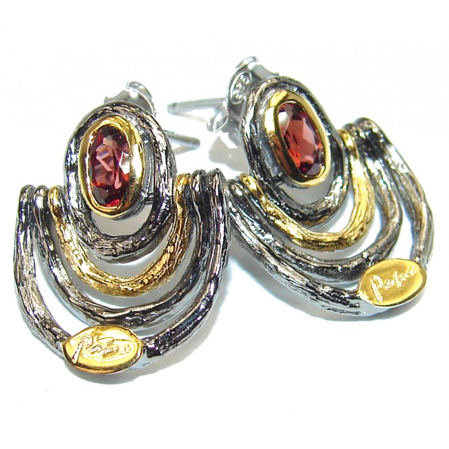 Authentic 12ct Garnet .925 Sterling Silver handmade earrings