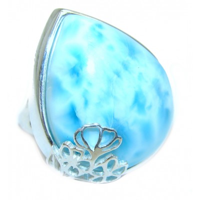 Natural Larimar .925 Sterling Silver handcrafted Ring s. 6 1/2
