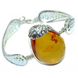 Huge Genuine Baltic Amber .925 Sterling Silver handcrafted Bracelet