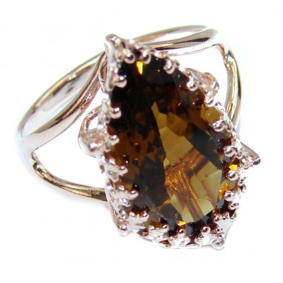 Authentic Smoky Topaz 18K Rose Gold over .925 Sterling Silver handcrafted ring s. 9 1/4