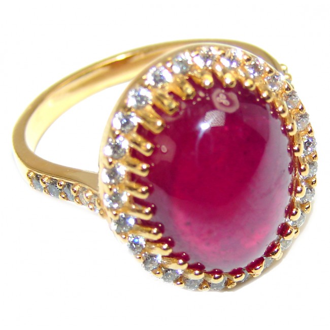 Great quality unique Ruby 18K white Gold over .925 Sterling Silver handcrafted Ring size 7 1/4