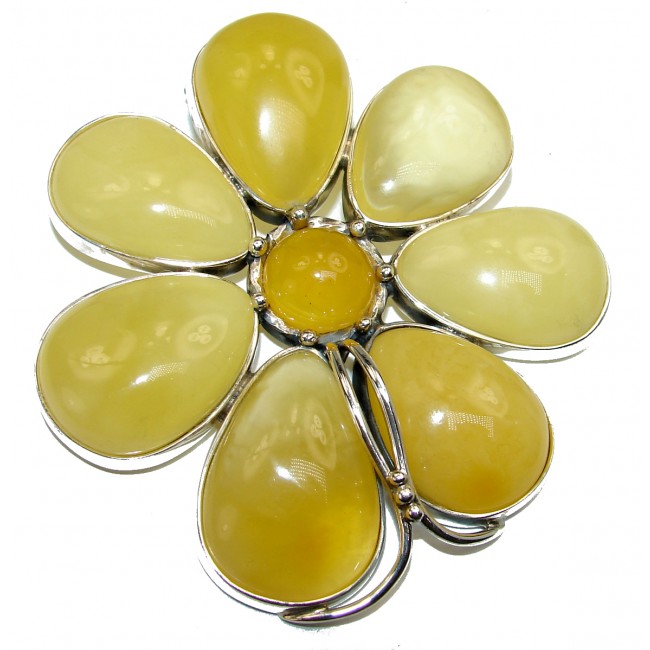 Incredible 55.2 grams Beauty Butterscotch Natural Baltic Amber .925 Sterling Silver handmade LARGE Pendant