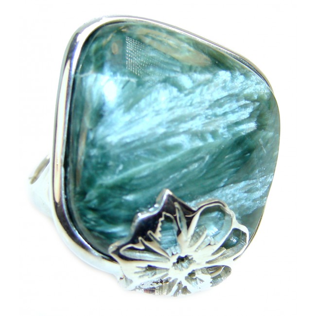 Great quality Russian Seraphinite .925 Sterling Silver handcrafted Ring size 8