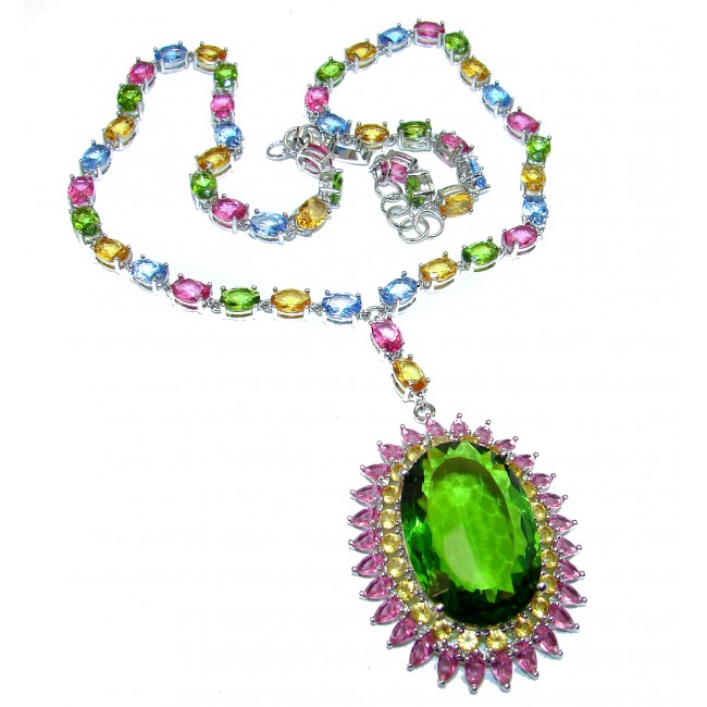 Summer Time Green Quartz .925 Sterling Silver brilliantly handcrafted necklace