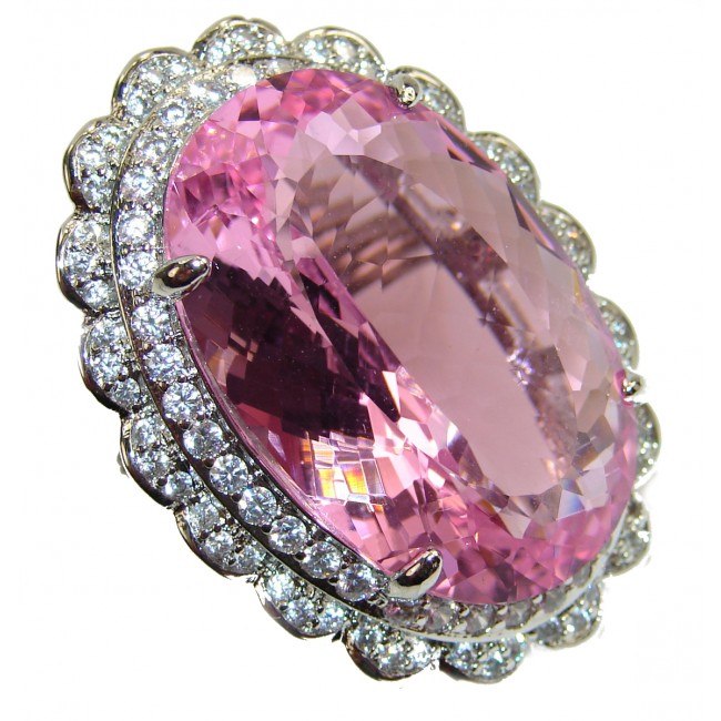 Priscilla huge Pink Topaz .925 Silver handcrafted Ring s. 6