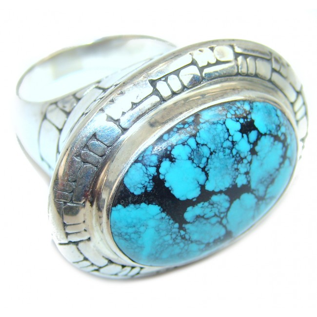Large 29.8 grams Authentic Turquoise .925 Sterling Silver ring; s. 9