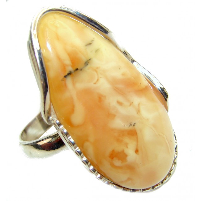 Best quality Butterscotch Baltic Amber .925 Sterling Silver handmade Ring size 9 adjustable