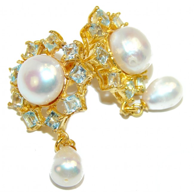 Real Beauty Pearl 14K Gold over .925 Sterling Silver handmade Earrings