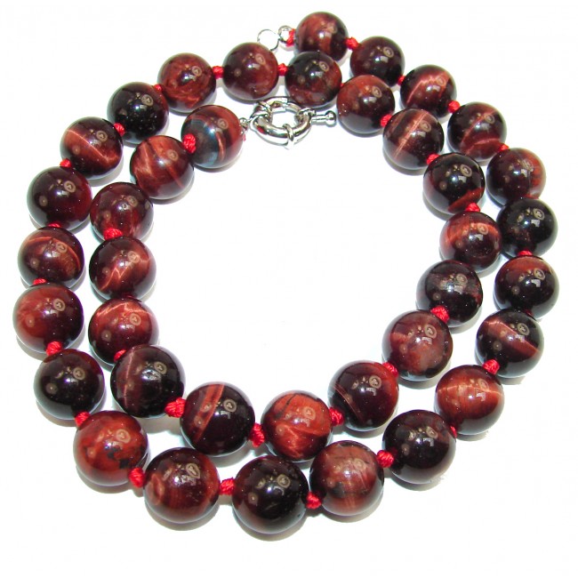 60.3 grams Rare Unusual Natural Red Tigers Eye Beads NECKLACE