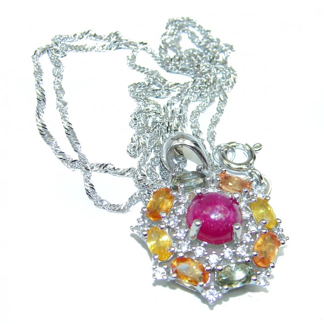 Incredible quality Ruby Sapphire .925 Sterling Silver necklace
