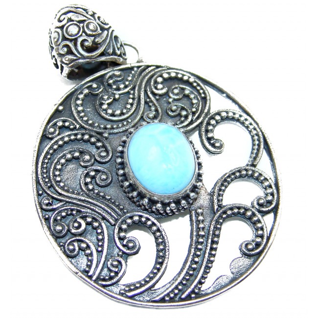 Moden Concept Larimar from Dominican Republic .925 Sterling Silver handmade pendant