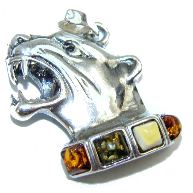Authentic Amber La Panther .925 Sterling Silver handmade Pendant