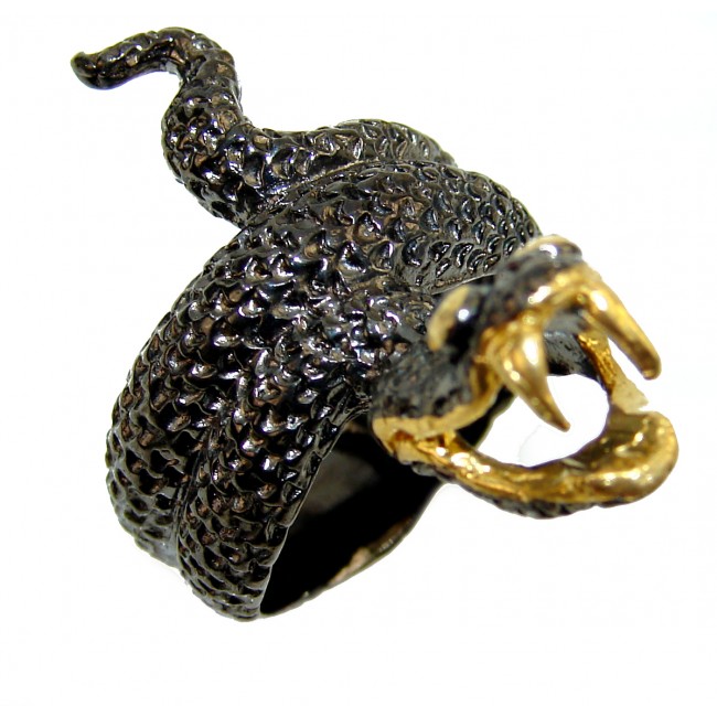 Cobra Snake black rhodium over .925 Sterling Silver handmade Ring size 7 3/4