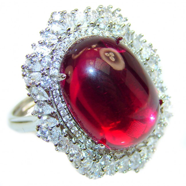 Most icredible Ruby .925 Sterling Silver handmade Cocktail Ring s. 10