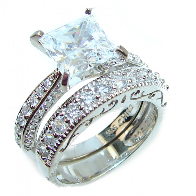 Spectacular White Topaz .925 Sterling Silver stack up ring size 7