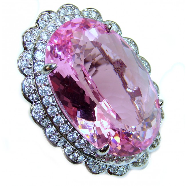 Priscilla huge Pink Topaz .925 Silver handcrafted Ring s. 6 1/4