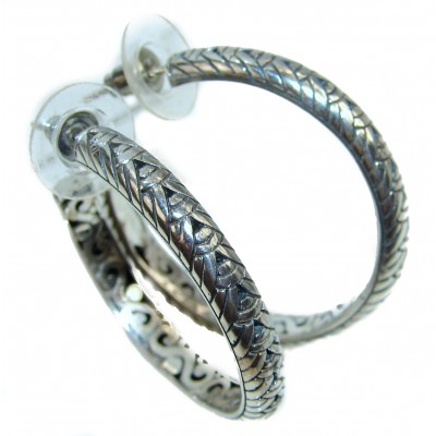 Hoop Bali Design .925 Sterling Silver handmade earrings