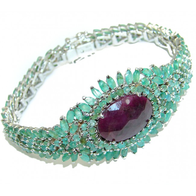 Natalie authentic Emerald Ruby .3925 Sterling Silver handcrafted Bracelet