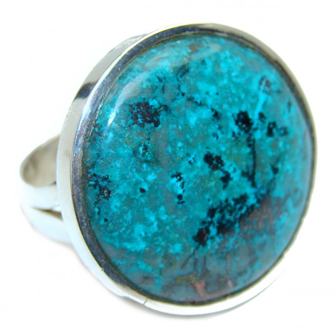 Authentic Chrysocolla .925 Sterling Silver handcrafted ring size 10 adjustable