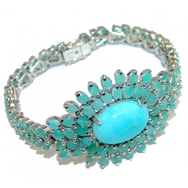 Natalie authentic Emerald Larimar .3925 Sterling Silver handcrafted Bracelet