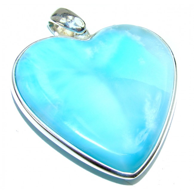 25.8 grams! Large Angel's Heart amazing quality Larimar .925 Sterling Silver handmade pendant