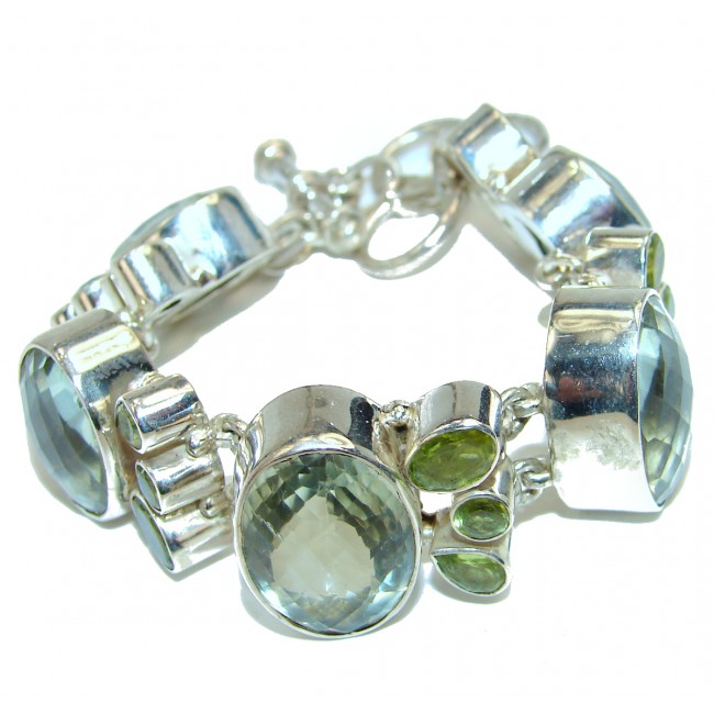 Green Amethyst .925 Sterling Silver handcrafted Bracelet