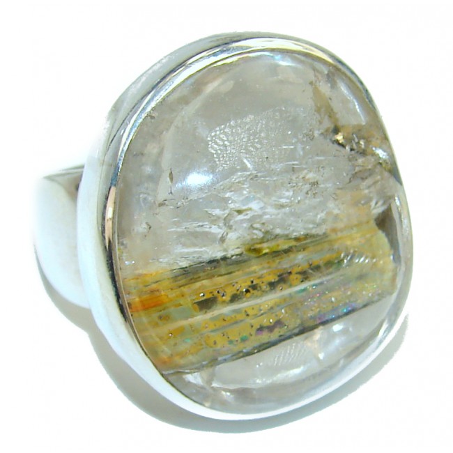 Best quality Golden Rutilated Quartz .925 Sterling Silver handcrafted Ring Size 8