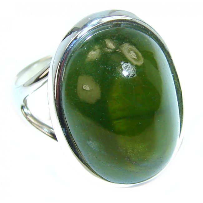 Authentic 15.5ctw Green Tourmaline .925 Sterling Silver brilliantly handcrafted ring s. 9