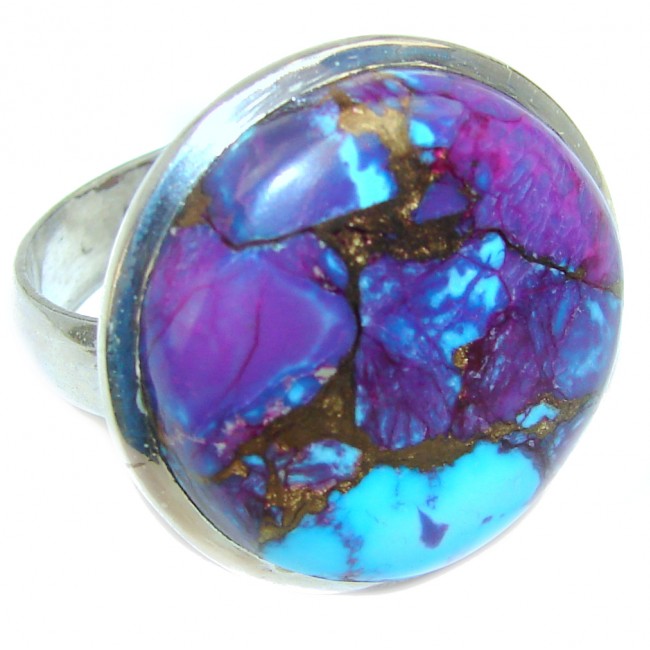 Purple Turquoise .925 Sterling Silver handcrafted ring; s. 12