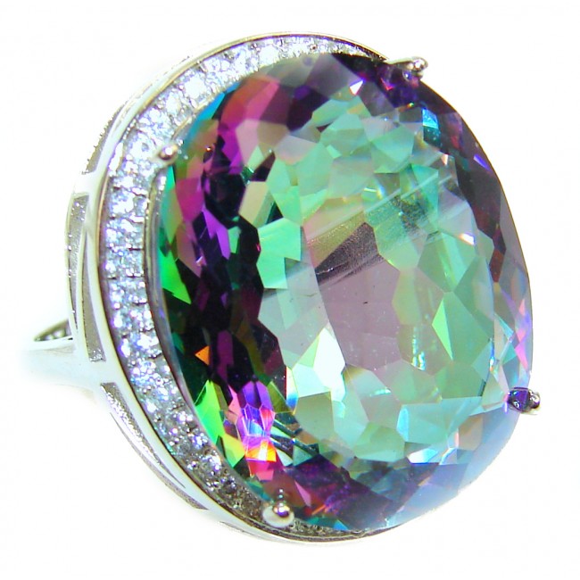 Huge Precious Rainbow Topaz .925 Sterling Silver Statement HUGE Ring s. 7