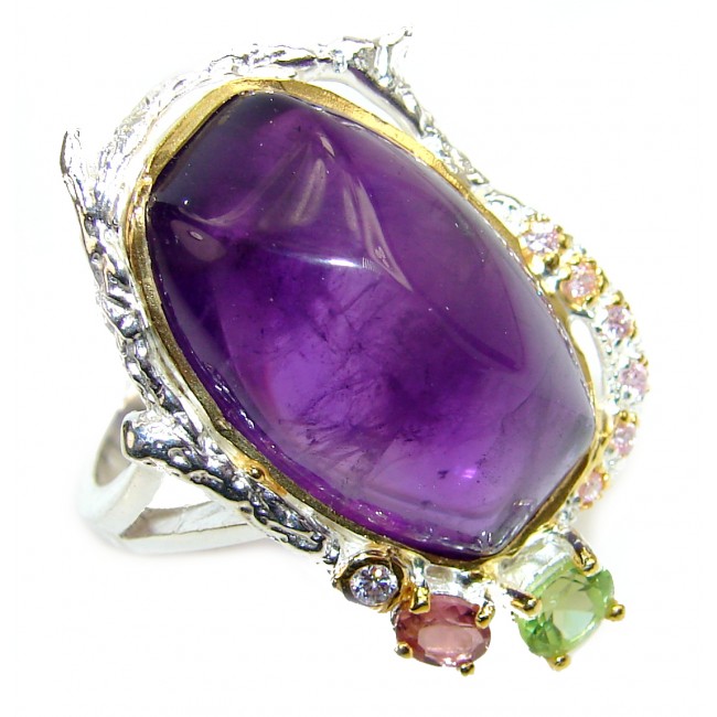 Purple Beauty 18.5 carat Amethyst 18K Rose Gold over .925 Sterling Silver Ring size 8