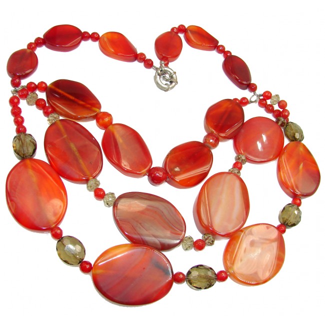 Love And Friendship Orange Carnelian .925 Sterling Silver Necklace