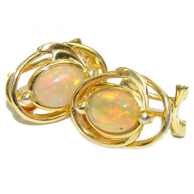 Spectacular Ethiopian Opal 18K Gold over .925 Sterling Silver handmade earrings