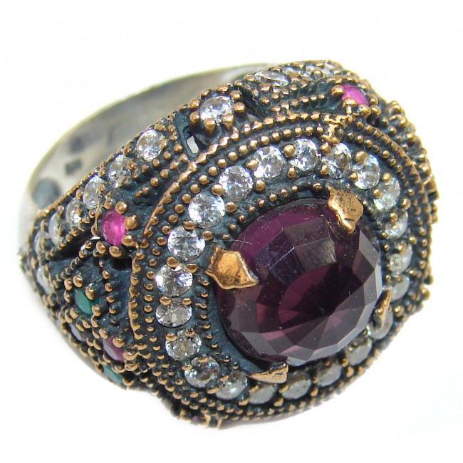 Victorian Style Amethyst Sterling Silver ring; s. 8