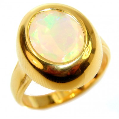 COSMIC WHIRLPOOL Genuine Ethiopian Opal 18K Gold over .925 Sterling Silver handmade Ring size 7 1/4